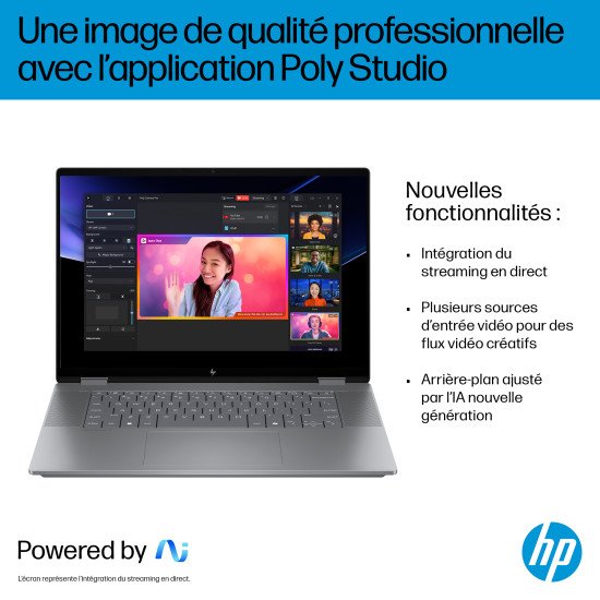 HP OmniBook X FlipNGAI 16-ar0771nb Copilot+ PC AMD Ryzen AI 7 350 Hybride (2-en-1) 40,6 cm (16") Écran tactile 2K 16 Go LPDDR5x-SDRAM 1 To SSD Wi-Fi 6E (802.11ax) Windows 11 Home Argent