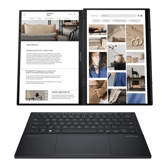 ASUS Zenbook Duo UX8406MA-QL114W Intel Core Ultra 5 125H Hybride (2-en-1) 35,6 cm (14") Écran tactile WUXGA 32 Go LPDDR5x-SDRAM 1 To SSD Wi-Fi 6E (802.11ax) Windows 11 Home Allemand Gris ASUS Zenbook Duo UX8406MA-QL114W Intel Core Ultra 5 125H Hybride (2-en-1) 35,6 cm (14") Écran tactile WUXGA 32 Go LPDDR5x-SDRAM 1 To SSD Wi-Fi 6E (802.11ax) Windows 11 Home Allemand Gris