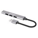 Manhattan Hub USB-A 4 ports, 4x USB-A (1x 5 Gbps USB 3.0 + 3x 480 Mbps USB 2.0), Alimenté par USB (aucune alimentation externe requise), aluminium