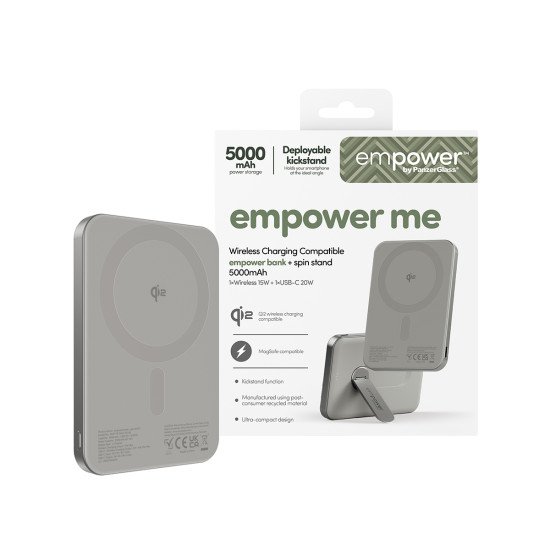 PanzerGlass empower by ® empower Bank w. Spin Stand | 5000mAh | Titanium Protection d'écran transparent Apple 1 pièce(s)