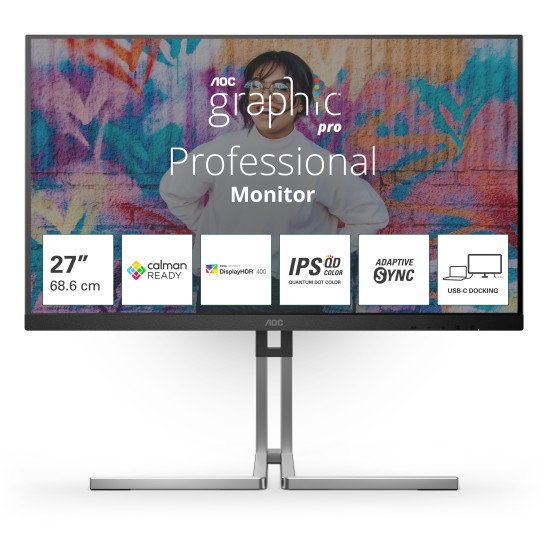 AOC Q27U3CV écran PC 68,6 cm (27") 2560 x 1440 pixels 4K Ultra HD LCD Noir AOC Q27U3CV écran PC 68,6 cm (27") 2560 x 1440 pixels 4K Ultra HD LCD Noir