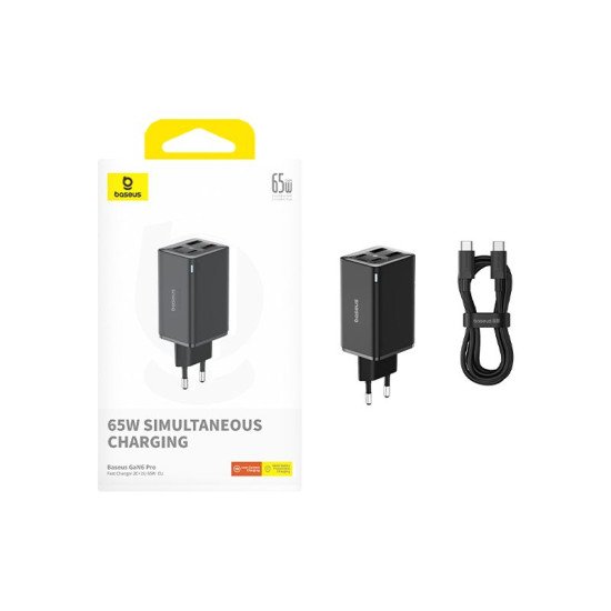 Baseus GAN6 65W ŞARJ+100W C TO C KBL-SYH chargeur d'appareils mobiles Ordinateur portable, PDA, Tablette Noir USB Auto