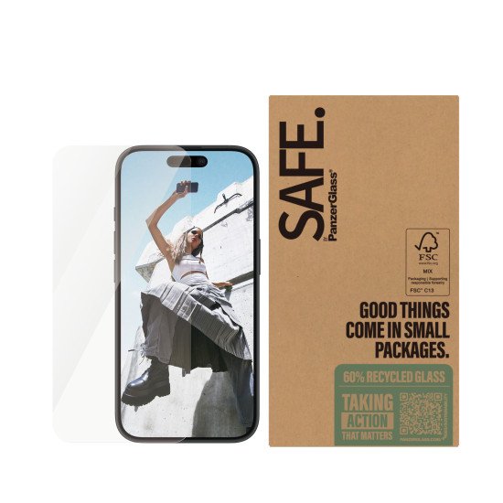 PanzerGlass SAFE. by ® Screen Protector iPhone 16 | 15 | Ultra-Wide Fit | BULK Protection d'écran transparent Apple 50 pièce(s)