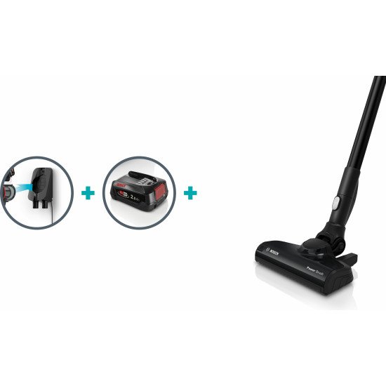 Bosch Serie 6 BBS611LAG aspirateur balai et balai électrique Aspirateur-balai 2 en 1 Batterie Sec Sans sac 0,3 L Bleu 2,5 Ah