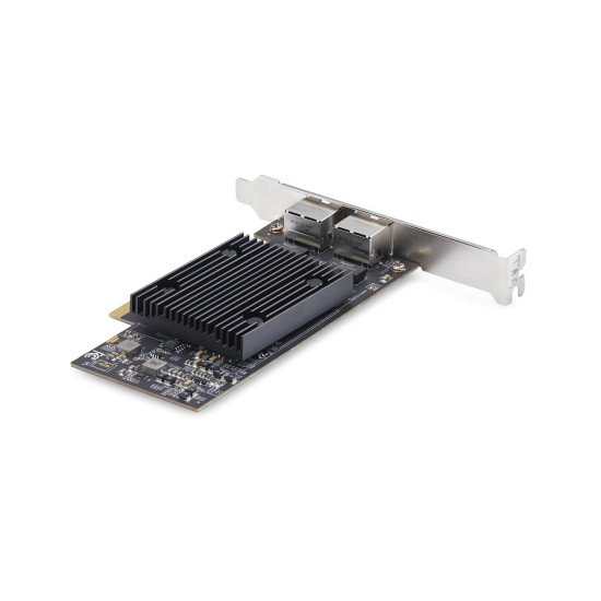 StarTech.com Carte Réseau PCIe 10 Gb Ethernet à 2 Ports, Carte d'Interface Réseau 10 GbE, Chipset Broadcom BCM57416, Double RJ45 10GBase-T/Gigabit, Carte NIC, TAA