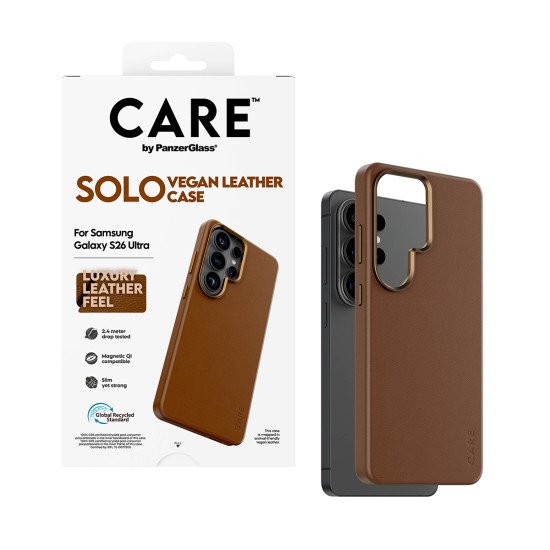 PanzerGlass CARE™ by ® Solo Case Brown w. Qi Samsung Galaxy S26 Ultra coque de protection pour téléphones portables Housse Marron