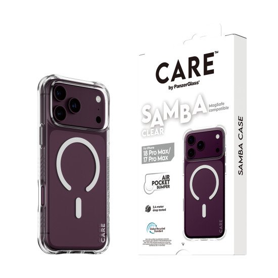 PanzerGlass CARE™ by ® Samba Case Transparent w. White MagSafe iPhone 2026 Pro Max | 17 Pro Max coque de protection pour téléphones portables Housse