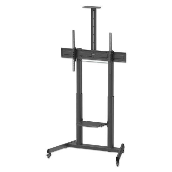 Manhattan Support sur roulettes pour TV/moniteurs, réglage hauteur par manivelle, écrans 37" à 120", Compatibilité VESA : de 200x200 à 1000x600 mm (vérifiez les dimensions des quatre trous de fixation à l'arrière), charge max. 120 kg, hauteur 11