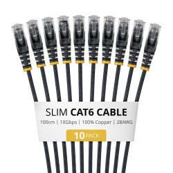 StarTech.com N6PAT100CMBKS10PK câble de réseau Noir 1 m Cat6 U/UTP (UTP)