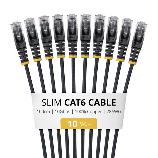 StarTech.com N6PAT100CMBKS10PK câble de réseau Noir 1 m Cat6 U/UTP (UTP)