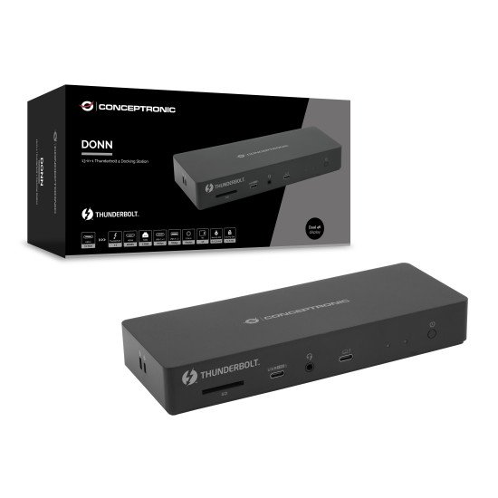 Conceptronic DONN30B station d'accueil Avec fil Thunderbolt 4 Noir