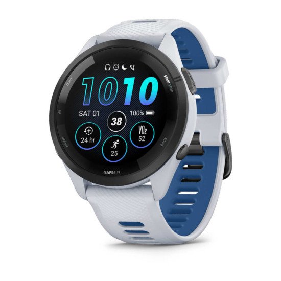 Garmin Forerunner 265 3,3 cm (1.3") AMOLED 46 mm Numérique 416 x 416 pixels Écran tactile Noir, Blanc Wifi GPS (satellite)