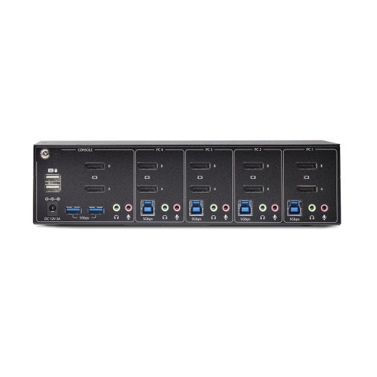 StarTech.com Switch KVM 4 Ports DisplayPort pour Deux Moniteurs, KVM 4K 60Hz, 2 Ports USB 5Gbps, 2 Ports USB 2.0 HID, Commutateur KVM avec Commutation par Touches et Boutons, Conforme TAA - Audio 3,5 mm, HDCP StarTech.com Switch KVM 4 Ports DisplayPort pour Deux Moniteurs, KVM 4K 60Hz, 2 Ports USB 5Gbps, 2 Ports USB 2.0 HID, Commutateur KVM avec Commutation par Touches et Boutons, Conforme TAA - Audio 3,5 mm, HDCP