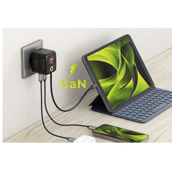 Mobile Origin MO-65WDCH-PW3 chargeur d'appareils mobiles Universel Noir Secteur Charge rapide Intérieure