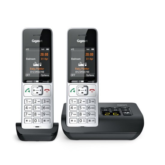 Gigaset COMFORT 500A duo Téléphone analog/dect Identification de l'appelant Noir, Argent