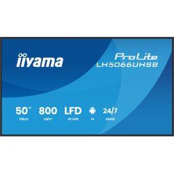 iiyama LH5066UHSB-B1AG Écran d'affichage dynamique Écran plat de signalisation numérique 127 cm (50") LCD Wifi 800 cd/m² 4K Ultra HD Noir Intégré dans le processeur Android 24/7