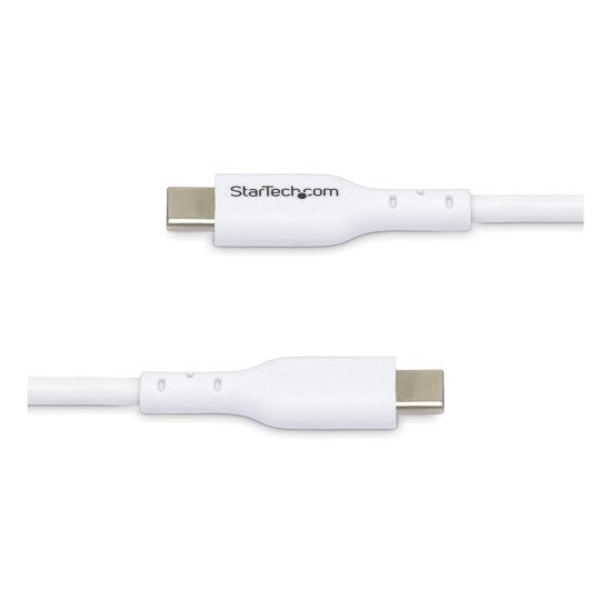 StarTech.com Lot de 2 Câbles de Recharge USB-C de 1m Blanc, Câble USB C, Cordon d'Alimentation pour PC Portable USB 2.0 Type-C, Alimentation 60 W 3 A, Gaine TPE, Câble de Transfert de Données USB-C, M/M