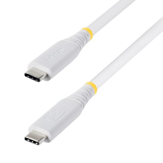 StarTech.com Câble USB4 de 1m, 40 Gbps, Câble USB-C Certifié USB-IF, 240 W PD, 8K 60Hz/4K 240Hz DP2.1 DP40, Gaine TPE, Compatible Thunderbolt 4 - Cordon USB-C Blanc