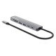 Manhattan Dock/hub USB-C avec lecteur de cartes, 5 ports : HDMI, 2x USB-A + 2x USB-C, avec Power Delivery (PD) 100 W - nécessite un chargeur USB-C externe (non inclus). Alimenté par USB (aucune alimentation externe requise) lorsque le PD n'est pas utilisé