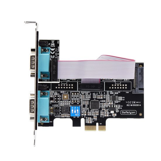 StarTech.com Carte Série PCI Express à 2 Ports - Adaptateur/Carte PCIe à 2 Ports vers RS232/RS422/RS485 (DB9), Support Bas-Profil Inclus, UART 16C1050, Windows/Linux, Conformité TAA - Protection ESD de niveau 4