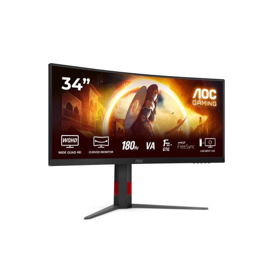 AOC G4 CU34G4 écran PC 86,4 cm (34") 3440 x 1440 pixels Wide Quad HD LED Noir, Rouge