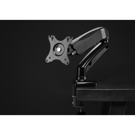 Manhattan Support de bureau pour TV/moniteurs (bras à ressort à Bras articulé), écrans 13" à 27", fixation à l'arrière par pince ou passe-câble, Compatibilité VESA : 75x75 et 100x100 mm (vérifiez les dimensions des quatre trous de fixation à l'a