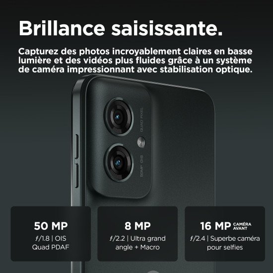 Motorola moto g55 5G 16,5 cm (6.49") Double SIM Android 14 USB Type-C 8 Go 256 Go 5000 mAh Gris Motorola moto g55 5G 16,5 cm (6.49") Double SIM Android 14 USB Type-C 8 Go 256 Go 5000 mAh Gris