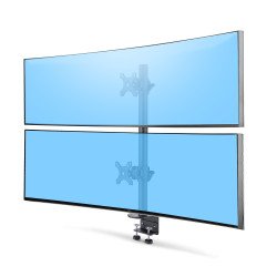 StarTech.com Support de Bureau pour 2 Moniteurs Empilés Verticalement, Double 49", Poids total 32kg, Pince en C, Support pour 2 Écrans, Système VESA à Dégagement Rapide, Écran Large 16:9/Ultrawide 32:9, TAA