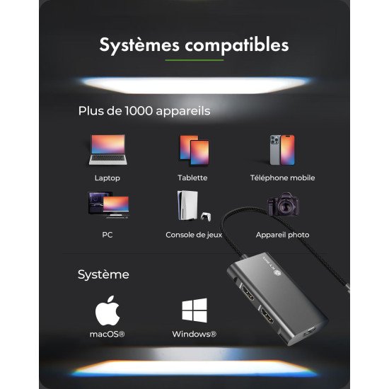 ICY BOX Adaptateur USB Type-C vers 3x HDMI