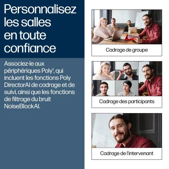 POLY Système de visioconférence Studio G62 avec kit de plaque de montage sans cordon d'alimentation TAA