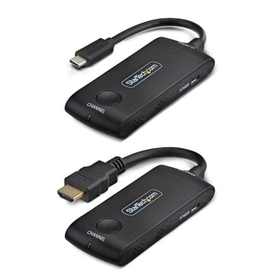 StarTech.com Extension Sans Fil USB-C vers HDMI pour Salles de Réunion et Espaces de Travail Collaboratifs, 4K 60Hz, Portée de 20m, Alimentation par USB, Kit Émetteur-Récepteur Plug-and-Play
