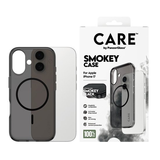 PanzerGlass CARE by ® Flagship Case Urban Explorer Smokey w. Black MagSafe iPhone 17 coque de protection pour téléphones portables Housse Noir PanzerGlass CARE by ® Flagship Case Urban Explorer Smokey w. Black MagSafe iPhone 17 coque de protection pour téléphones portables Housse Noir