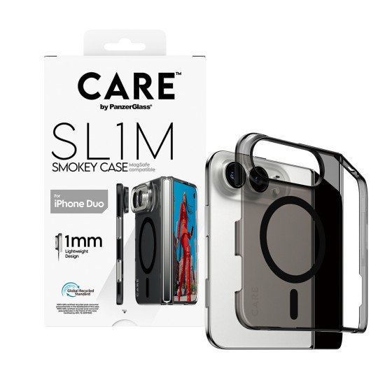 PanzerGlass CARE™ by ® SL1M Case Smokey w. Black MagSafe iPhone Duo coque de protection pour téléphones portables Housse Noir