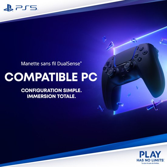 Sony Manette sans fil DualSense – Midnight Black + câble USB pour PC