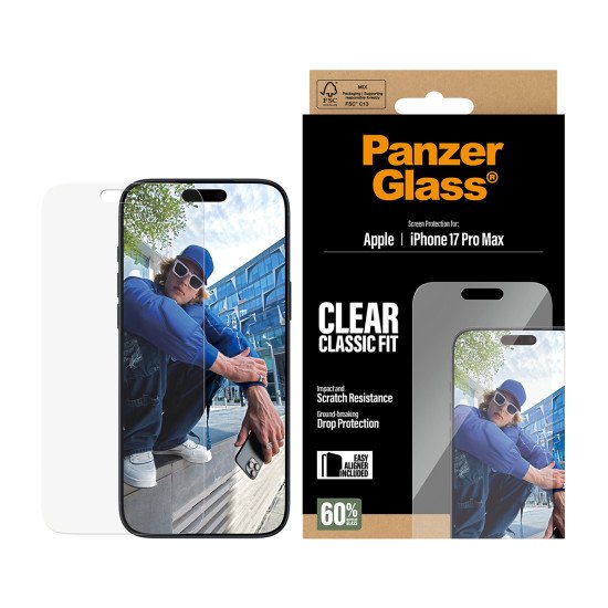 PanzerGlass ® Screen Protector iPhone 17 Pro Max | Classic Fit w. EasyAligner Protection d'écran transparent Apple 1 pièce(s)