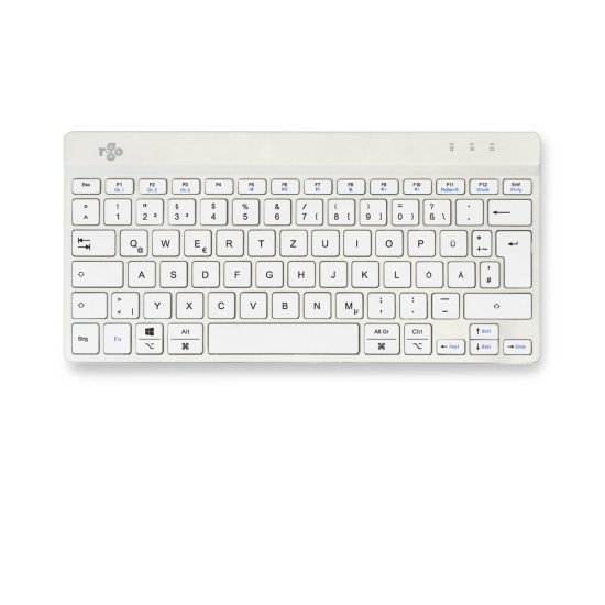 R-Go Tools Clavier ergonomique R-Go Compact Break, clavier compact avec logiciel de pause,QWERTZ (DE), Bluetooth, blanc