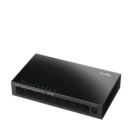 Cudy 8-Port Gigabit Easy-Managed Switch, GS108E 1.0 Géré L2 Gigabit Ethernet (10/100/1000) Noir