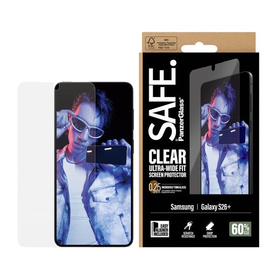 PanzerGlass SAFE. by ® Screen Protector Samsung Galaxy S26+ | Ultra-Wide Fit w. EasyAligner Protection d'écran transparent 1 pièce(s)