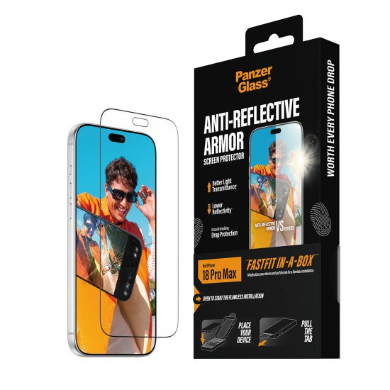 PanzerGlass ® Anti-reflective Armor Screen Protector iPhone 2026 Pro Max w. FASTFIT IN-A-BOX Protection d'écran transparent 1 pièce(s)
