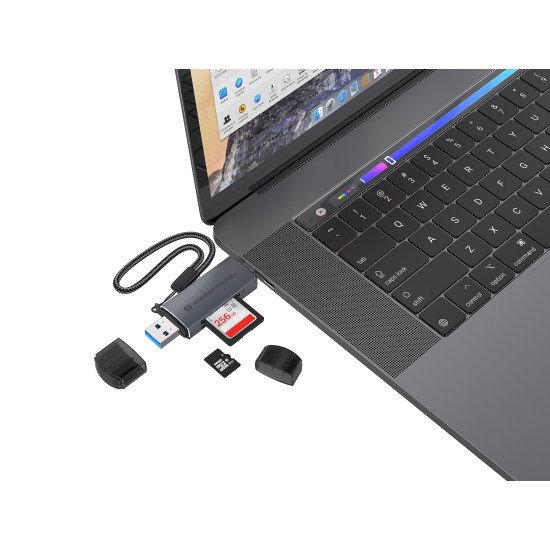 Conceptronic BIAN05G lecteur de carte mémoire USB 3.2 Gen 1 (3.1 Gen 1) Type-A/Type-C Gris