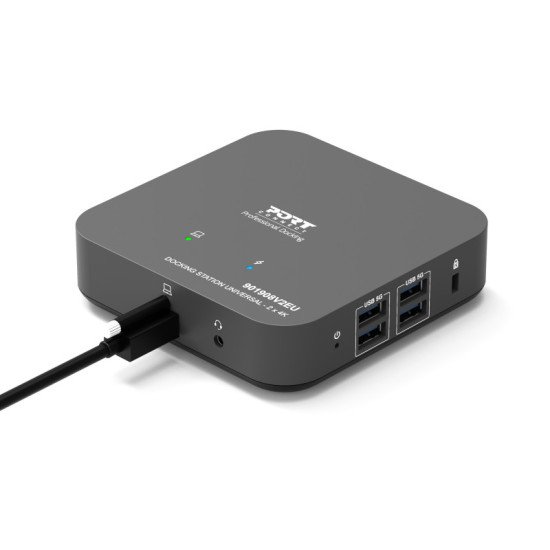 Port Designs Station d'accueil bureau 2 x 4K USB-C 10 périphériques 85W