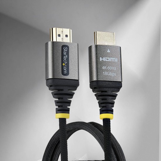 StarTech.com Câble HDMI Haute Vitesse Certifié Premium 50cm (1,6ft), Ultra Flexible, 4K 60Hz/1440p 144Hz avec HDR10/ARC, 18Gbps, Cordon HDMI Tressé Haute Flexibilité