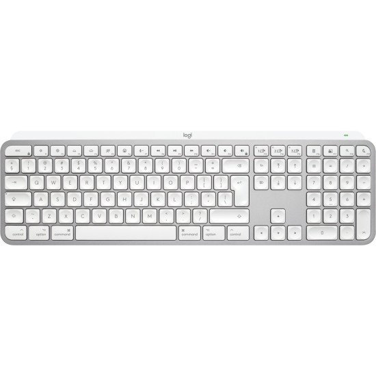 Logitech Master MX Keys S for Mac clavier Bureau RF sans fil + Bluetooth QWERTY US International Aluminium, Blanc