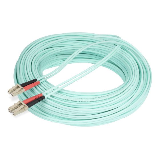 StarTech.com Câble à Fibre Optique Multimode LC/UPC vers LC/UPC OM4, Fibre LOMMF/VCSEL Zipcord 50/125µm, Réseaux 100G, Faible Perte d'Insertion, Cordon de Raccordement Fibre LSZH, 25m