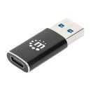 Manhattan Adaptateur USB-C vers USB-A, femelle vers mâle, 10 Gbit/s (USB 3.2 Gen 2 / USB 3.1), noir, garantie à vie
