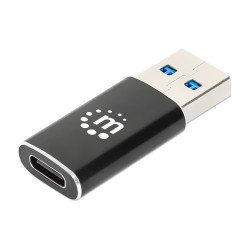 Manhattan Adaptateur USB-C vers USB-A, femelle vers mâle, 10 Gbit/s (USB 3.2 Gen 2 / USB 3.1), noir, garantie à vie
