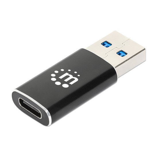 Manhattan Adaptateur USB-C vers USB-A, femelle vers mâle, 10 Gbit/s (USB 3.2 Gen 2 / USB 3.1), noir, garantie à vie
