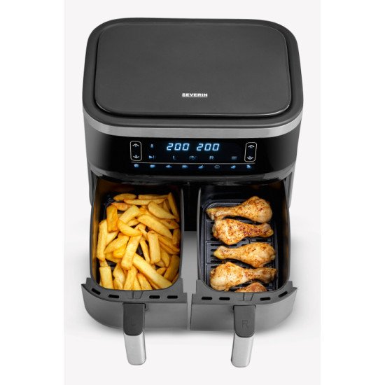 Severin FR 2463 Double 8 L Autonome 2600 W Friteuse d'air chaud Noir