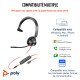 POLY Micro-casque Blackwire 3315 monaural USB-C + connexion 3,5 mm + adaptateur USB-C/A