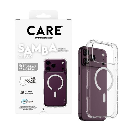 PanzerGlass CARE™ by ® Samba Case Transparent w. White MagSafe iPhone 2026 Pro Max | 17 Pro Max coque de protection pour téléphones portables Housse